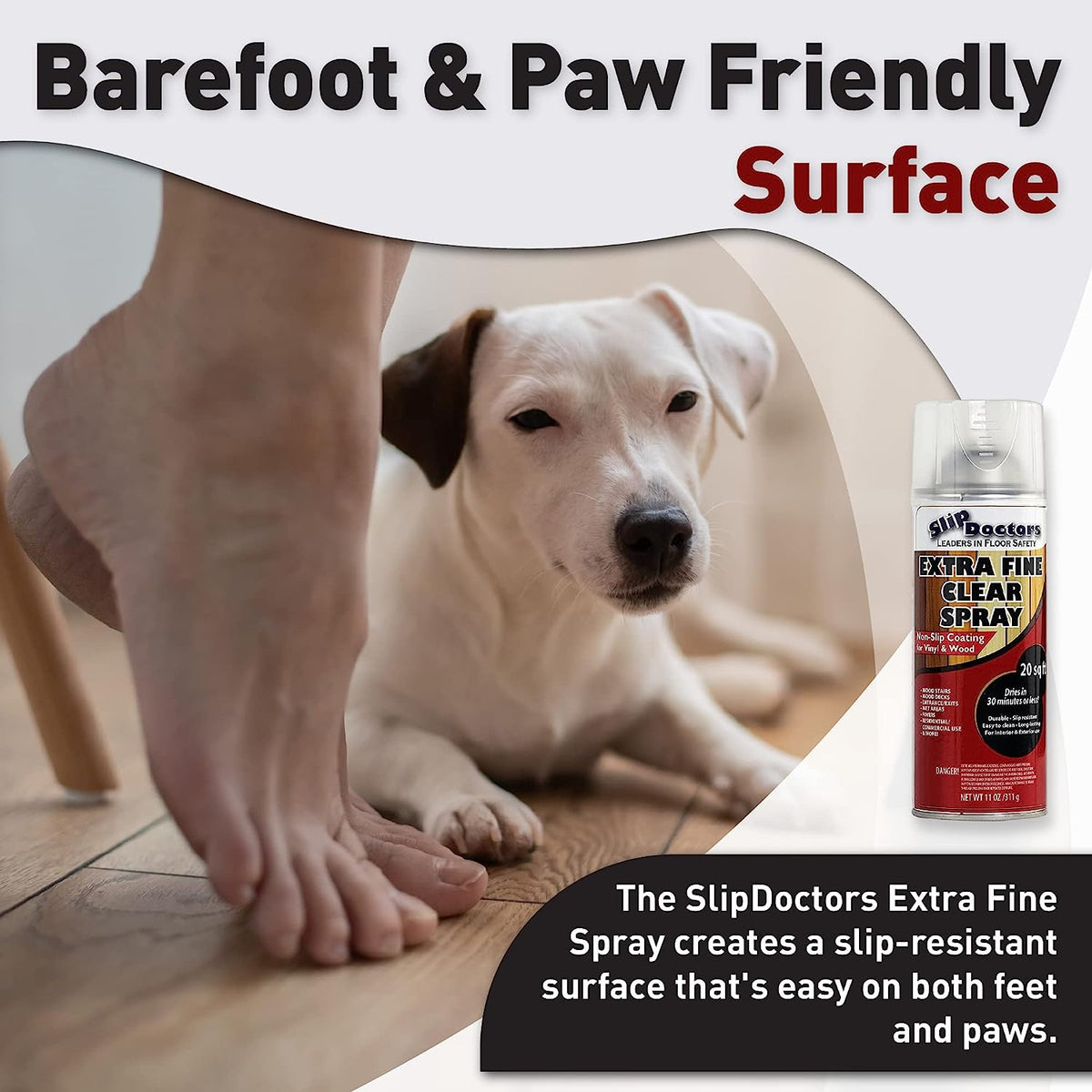 SlipDoctors Floor Grip Non-Slip Coating for Vinyl, Wood and Laminate, Gallon, Matte, Clear