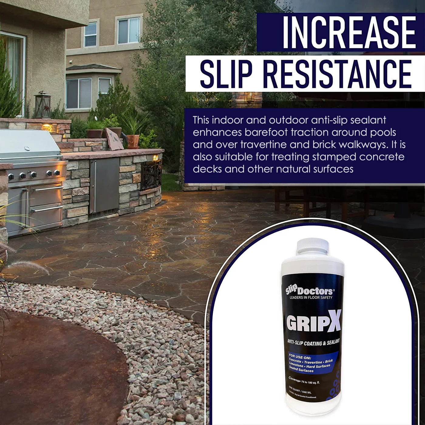 GripX Non-Slip Sealer and Coating for Concrete and Stone