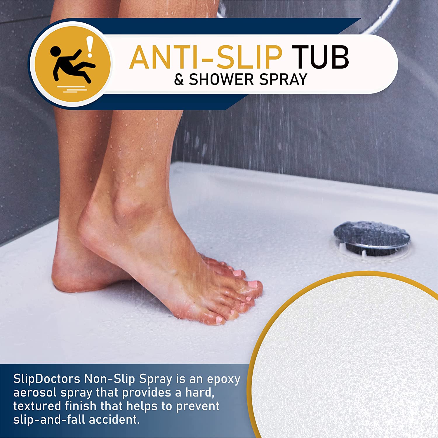 SlipDoctors Tub Grip Anti-Slip Bath & Shower Floor Solution – Fixes  Slippery Fiberglass & Acrylic Bathtub or Showers – Clear Non-Slip Textured  Coating