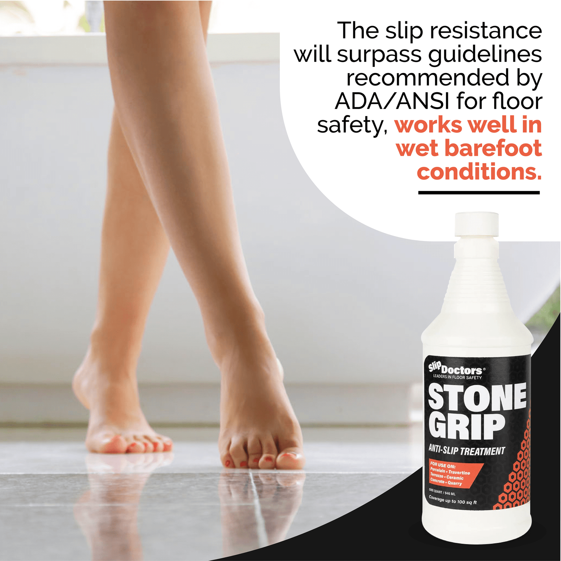Invisatread Stone Grip, Non-Slip Tile Treatment Porcelain, Ceramic & Stone Floors.